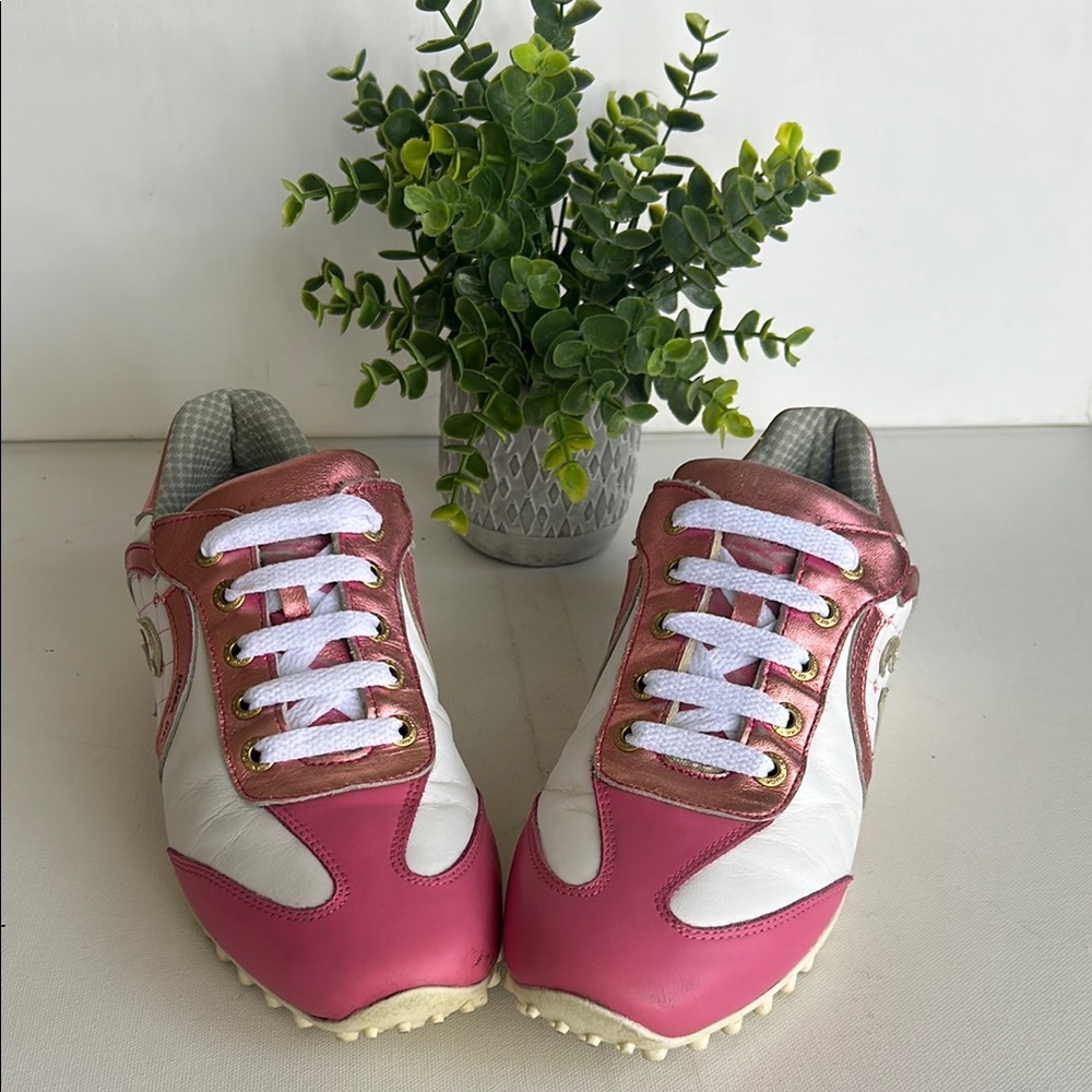 Duca Del Cosma Women's Pink and White Golf Sneakers